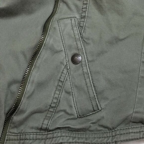 HOLLISTER Malaga Beach Jacket Womens Olive Green Faux Lambs Wool Crop Small - Picture 9 of 12